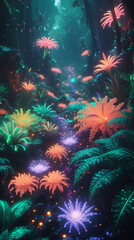 Fototapeta premium Lucid Jungle – Neon Nature Unleashed