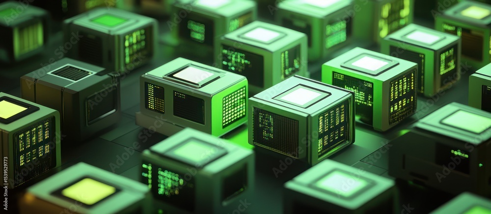 Fototapete technological cubes: an abstract representation of future computing systems
