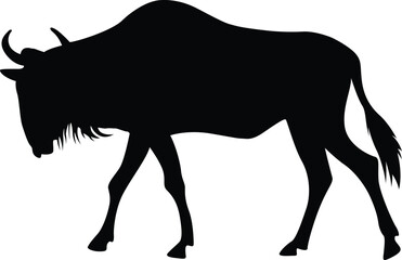 Wildebeest. Gnu. Black Wildebeest. Silhouette. Animals. Running wildebeest. Vector. Clean and minimal design, perfect for logos, icons, conservation posters, and animal-themed artwork.