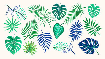 A whimsical and relaxed beach scene, featuring a variety of summer elements like a surfboard, palm tree, beach ball, sunglasses, and umbrella Summer Icons  and Summer Accessories