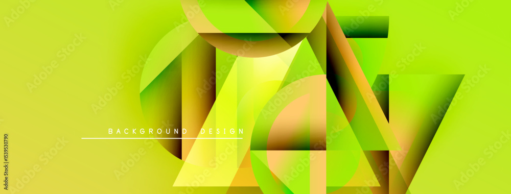 Poster Abstract geometric shapes overlap, creating vibrant green design. Layers suggest depth, modern aesthetic. Text reads background design.