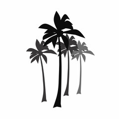 Minimalist vector illustration of tropical palm trees in black and gray silhouette style. Suitable for summer themes, beach posters, tropical backgrounds, nature designs, or vacation icons