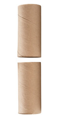 Top view set of tissue paper cores or toilet paper tubes after used out in toilet or restroom isolated with clipping path in png file format