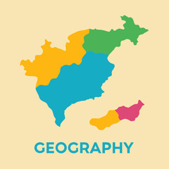 Fototapeta premium Geography Map Vector | Generative AI and Linocut Silhouette Style Design