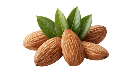 Almond Nuts With Leaves Isolated