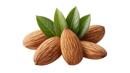 Almond Nuts With Leaves Isolated