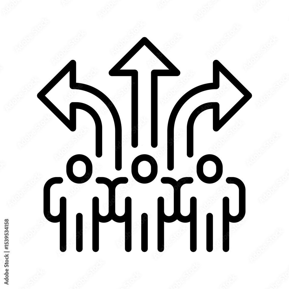 Poster team decision making line icon. linear style sign for mobile concept and web design. outline vector 