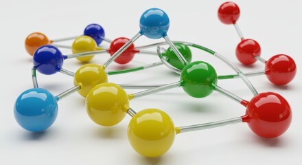 Colorful Molecular Structure - Abstract of a vibrant molecular structure with interconnected spheres in various colors