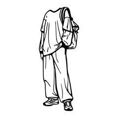 faceless person in loose streetwear set