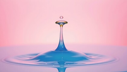 Water drop collision liquid art water splash pink background macro shot