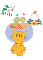 もちの恋人を見る猫
