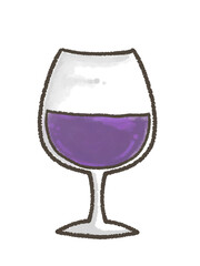 クレヨンで描いたワイングラスの手書きイラスト