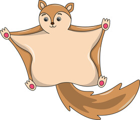 Cute Flying squirrels cartoon. Flat vector illustration. Wild life animals. Cute animal on white background