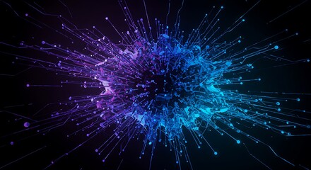 Abstract Cosmic Explosion Vibrant Blue and Purple Nebula Burst