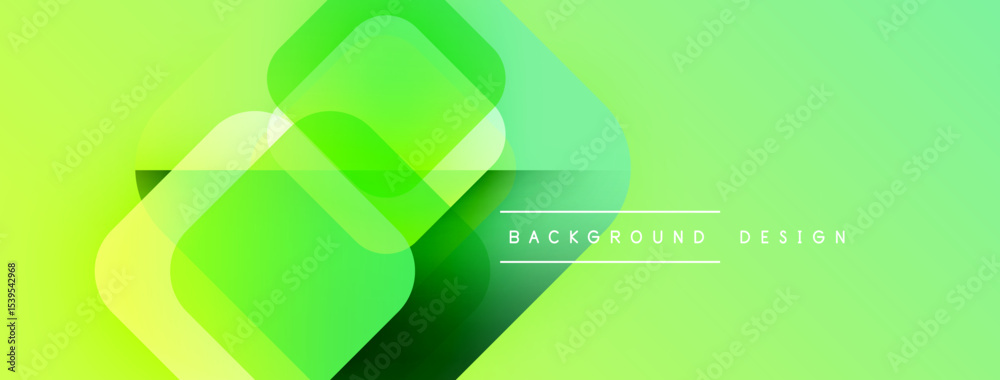 Poster Abstract green gradient shapes overlap. Modern design elements create dynamic visual texture. Light background enhances vibrancy.