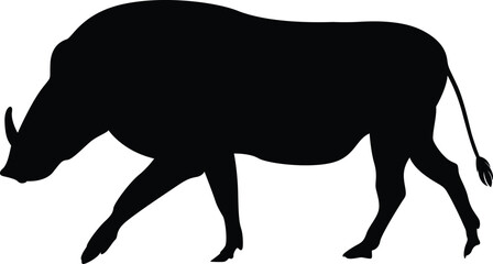 Warthog. Pig. Black Warthog. Silhouette. Animals. Running Warthog. Vector. Clean and minimal design, perfect for logos, icons, conservation posters, and animal-themed artwork.