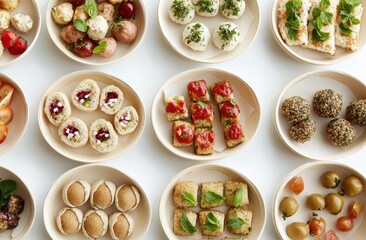 Assorted small plates of various appetizers