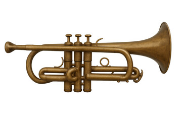 Fototapeta premium 3d rendering of a shiny brass trumpet isolated on transparent background, perfect for music-related projects