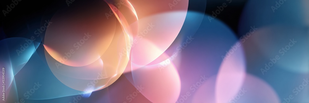 Poster Overlapping Transparent Shapes Create a Soft Glow in a Vibrant Display of Colors and Light