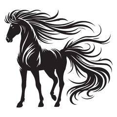 Obraz premium Black Horse Silhouette Clipart for Horse Lover Designs