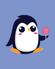 Cute Penguin with a Lollipop