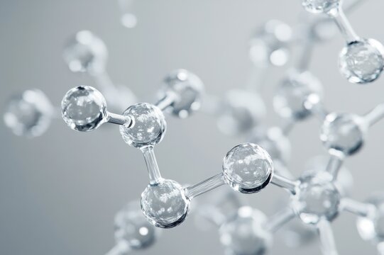 Gray transparent molecule model over grey