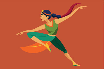 Fototapeta premium Brightly colored dancer performing a graceful move against a vibrant background in a lively setting