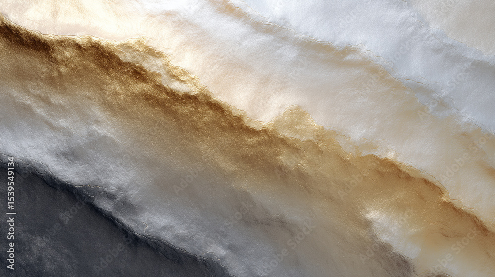 Poster abstract metallic mineral texture with plain color background, gold, silver, and white gradient, smo