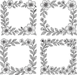 Elegant floral vector frames: a vintage set with ornate borders and retro decorative patterns for cards, invitations, and banners