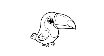 Obraz premium Toucan coloring page for kids, printable toucan outline, cute toucan drawing for children on transparent background