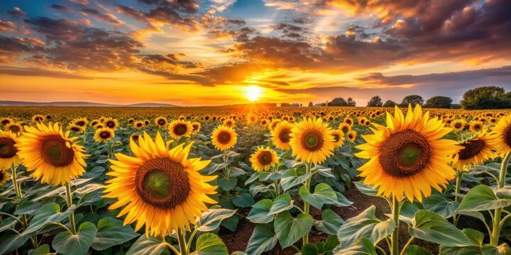 Sunflower Field at Sunset - Powered by Adobe