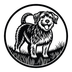 Obraz premium Puppy with floppy ears silhouette vector illustration black color design and solid white background