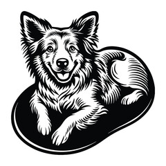 Puppy with floppy ears silhouette vector illustration black color design and solid white background