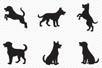 Vector silhouette of a dog on a white background.  This clean and minimal design is ideal for pet-themed graphics . 