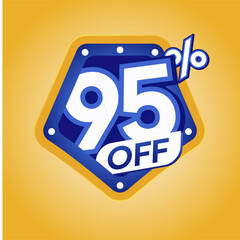 Bold Blue Discount Badge with Modern Yellow Background for Ecommerce Promotion