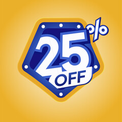 Bold Blue Discount Badge with Modern Yellow Background for Ecommerce Promotion