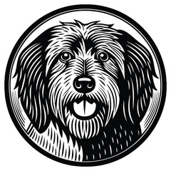Black and white vector illustration of a dog silhouette