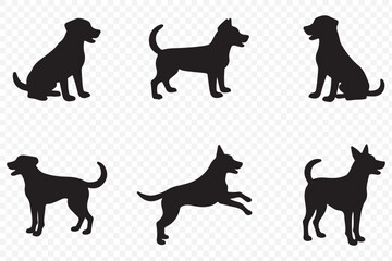 Vector silhouette of a dog on a white background.  This clean and minimal design is ideal for pet-themed graphics . 
