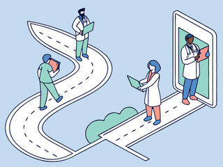 Accent Green Vector Illustration of Digital Tools in Care  