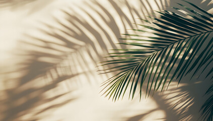 Obraz premium Palm leaf shadow on beige background