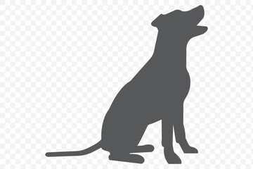 A silhouette dog isolated on a transparent background .   Vector black dog silhouette isolated . 