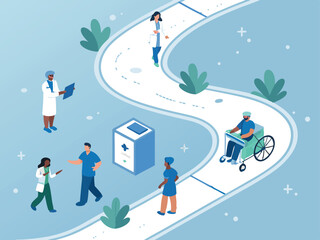 Optimistic Vector Art of Telemedicine Integration in Hospitals  