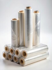 Flexible plastic sheet wrapped around a bundle of stretch film rolls