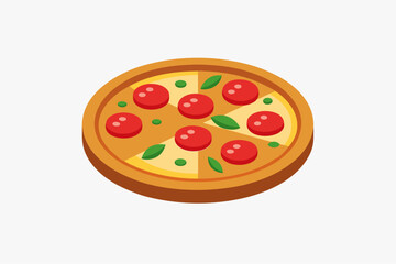 pizza with salami and tomatoes