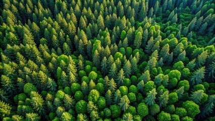 Dense pine forest from above