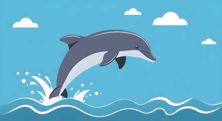 Obraz premium Dolphin jumping vector illustration