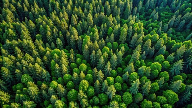 Dense pine forest from above