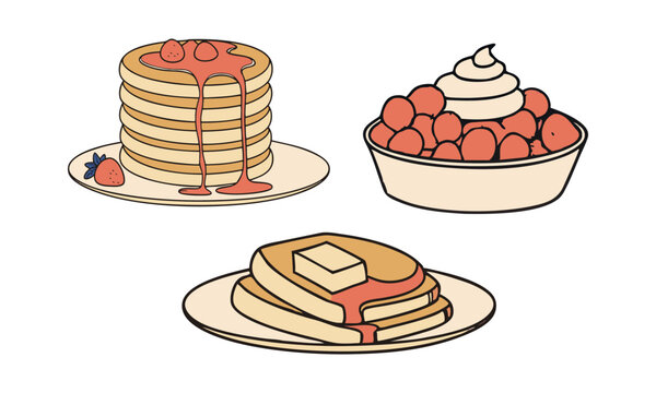 National Pancake Day. Vector illustration design. Pancakes stack with berries or honey.