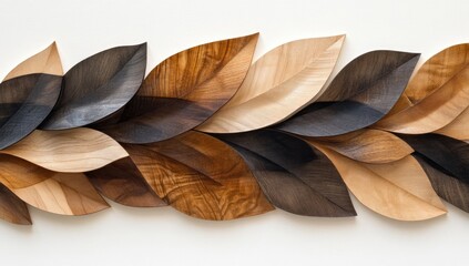 Wooden leaf garland, various shades