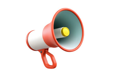 Red and white megaphone announcement 3d render illustration